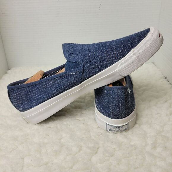 Converse Jack Purcell Womens Size 9.5  Sneaker Blue Slip On Side Elastic Insets - Picture 5 of 9